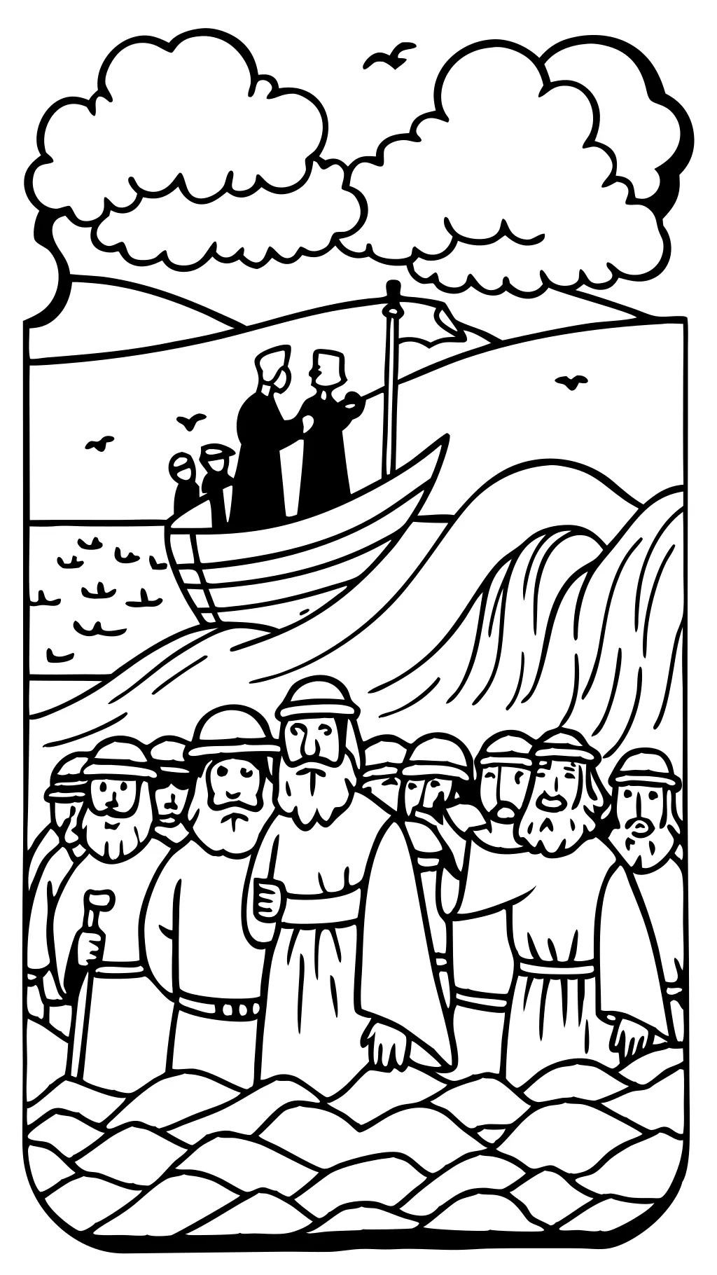 crossing red sea coloring page